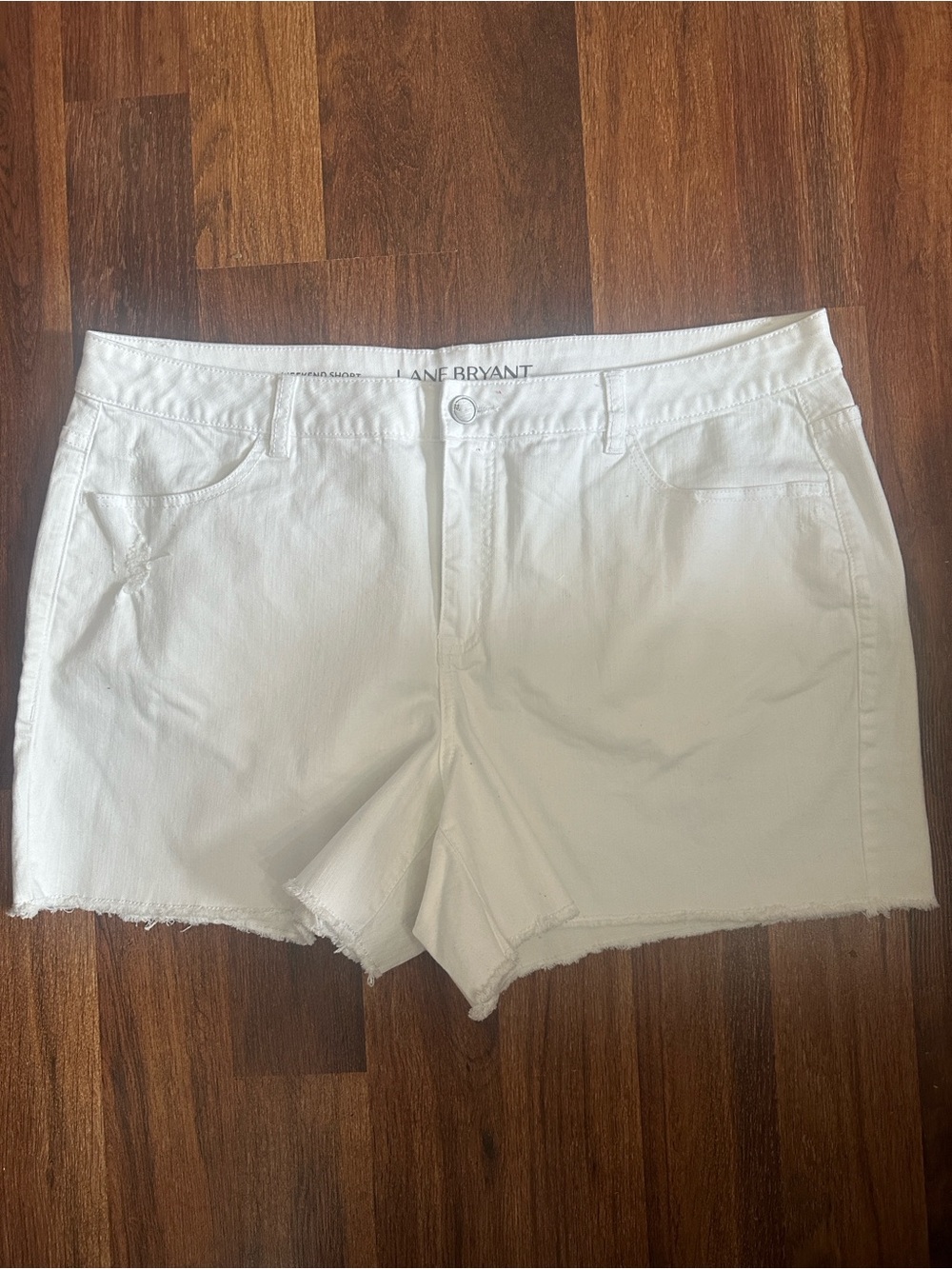 Lane Bryant Weekend Denim Cut Off Shorts White Mid-Rise Size 22